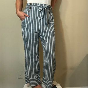 Blue & White Striped Pants